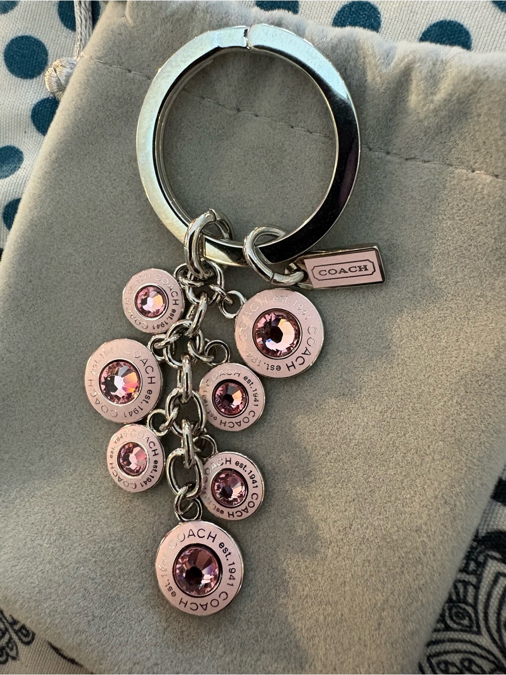Coach Limited Edition Pink Breast Cancer Bag Charm Key Ring